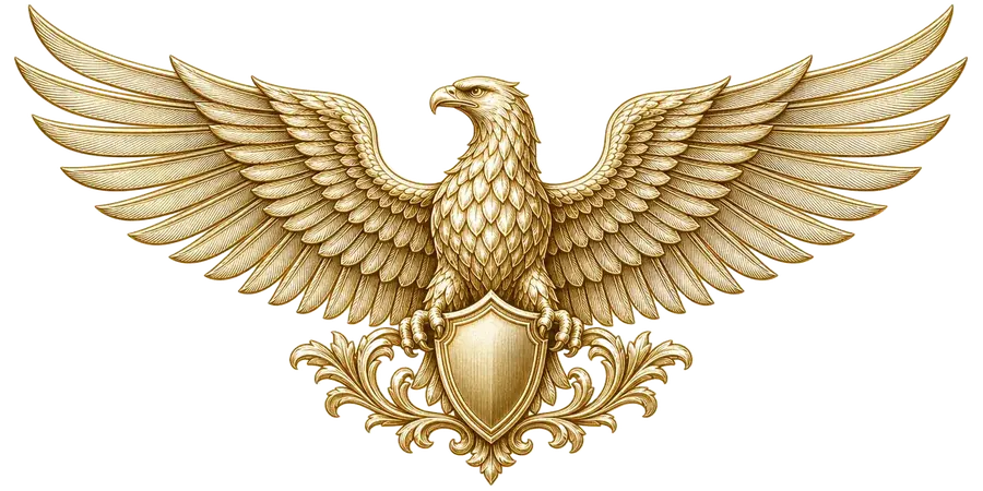 Golden heraldic eagle with spread wings, the Elevate Web Studios emblem